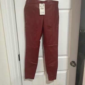 Zara Bold‎ Red Leather Trousers